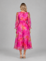 Women's Floral Chiffon Midi Dress – Summer Occasion Style
