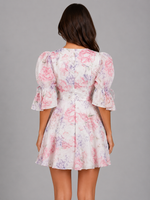 Women’s Floral Chiffon Mini Dress – Elegant Summer Occasion