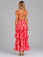 Women’s Floral Chiffon Ruffle Maxi Dress – Summer Occassion Style