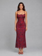 Women's Floral Corset Maxi Dress – Lace-Up Back Gown