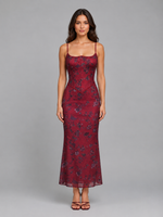 Women's Floral Corset Maxi Dress – Lace-Up Back Gown