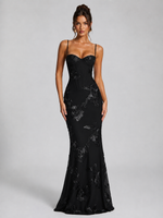 Women’s Floral Corset Maxi Dress – Sculpted Elegant Silhouette