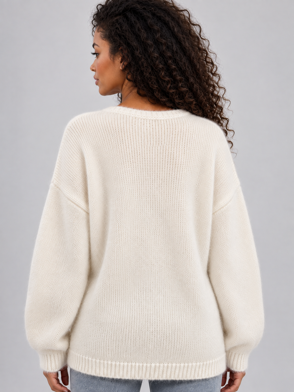 Women’s Floral Knit Jumper – Crew Neck Long Sleeve Sweater with 3D Flower Detail