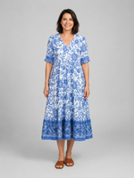 Women's Floral Print Midi Dress – V-Neck Tiered Summer Style