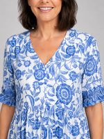 Women's Floral Print Midi Dress – V-Neck Tiered Summer Style
