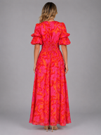 Women’s Floral Puff Sleeve Maxi Dress – Summer Occasion Style