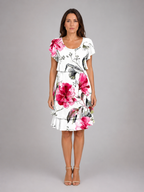 Women's Floral Ruffle Mini Dress – Layered Short Sleeve Style