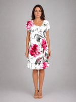 Women's Floral Ruffle Mini Dress – Layered Short Sleeve Style