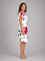 Women's Floral Ruffle Mini Dress – Layered Short Sleeve Style