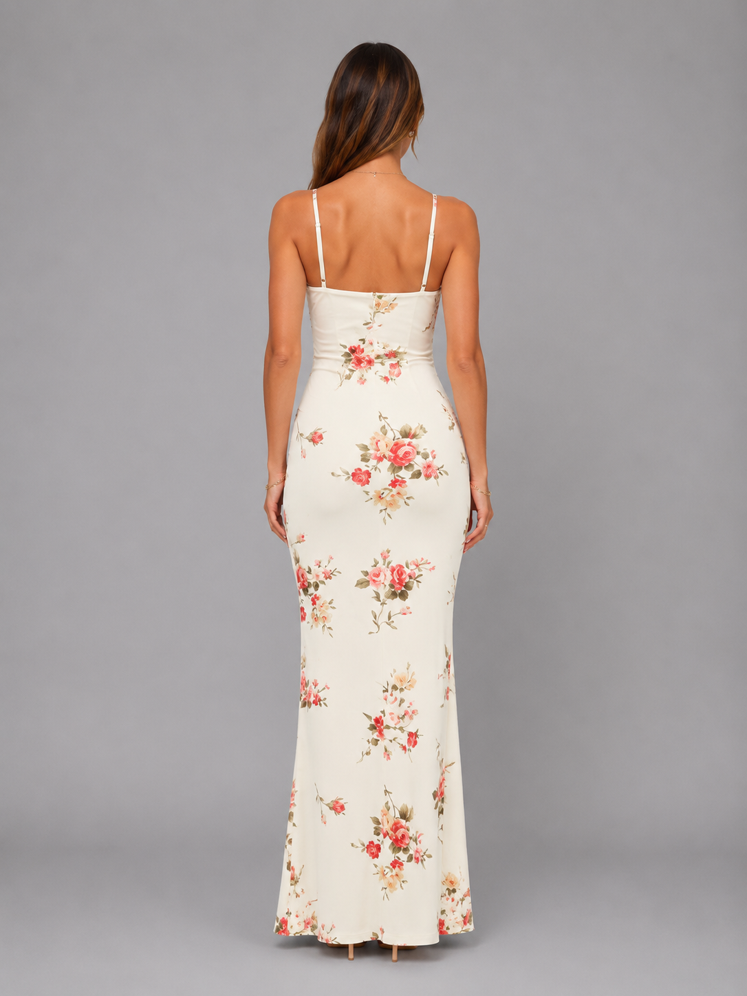 Women's Floral Satin Feel Maxi Dress – Elegant Occasion Style