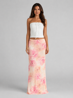 Women's Floral Satin Feel Maxi Skirt – Summer Holiday Occasion