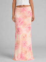 Women's Floral Satin Feel Maxi Skirt – Summer Holiday Occasion