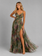 Women’s Floral V-Neck Maxi Dress – Flowing Silhouette
