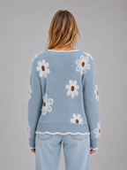 Women's Floral V-Neck Sweater – Soft Knit Casual Jumper