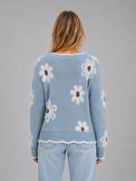 Women's Floral V-Neck Sweater – Soft Knit Casual Jumper