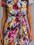 Women's Floral Wrap Midi Dress – Tie Waist Summer Style