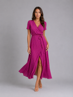 Women's Floral Wrap Midi Dress – Tie Waist Summer Style