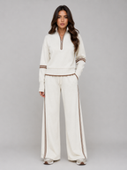 Women's Half-Zip  Lounge Set – Relaxed Two-Piece Wide Leg Tracksuit