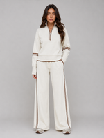 Women's Half-Zip  Lounge Set – Relaxed Two-Piece Wide Leg Tracksuit