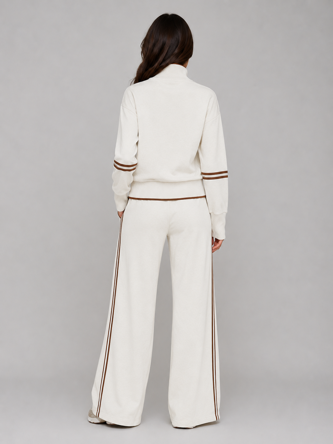 Women's Half-Zip  Lounge Set – Relaxed Two-Piece Wide Leg Tracksuit