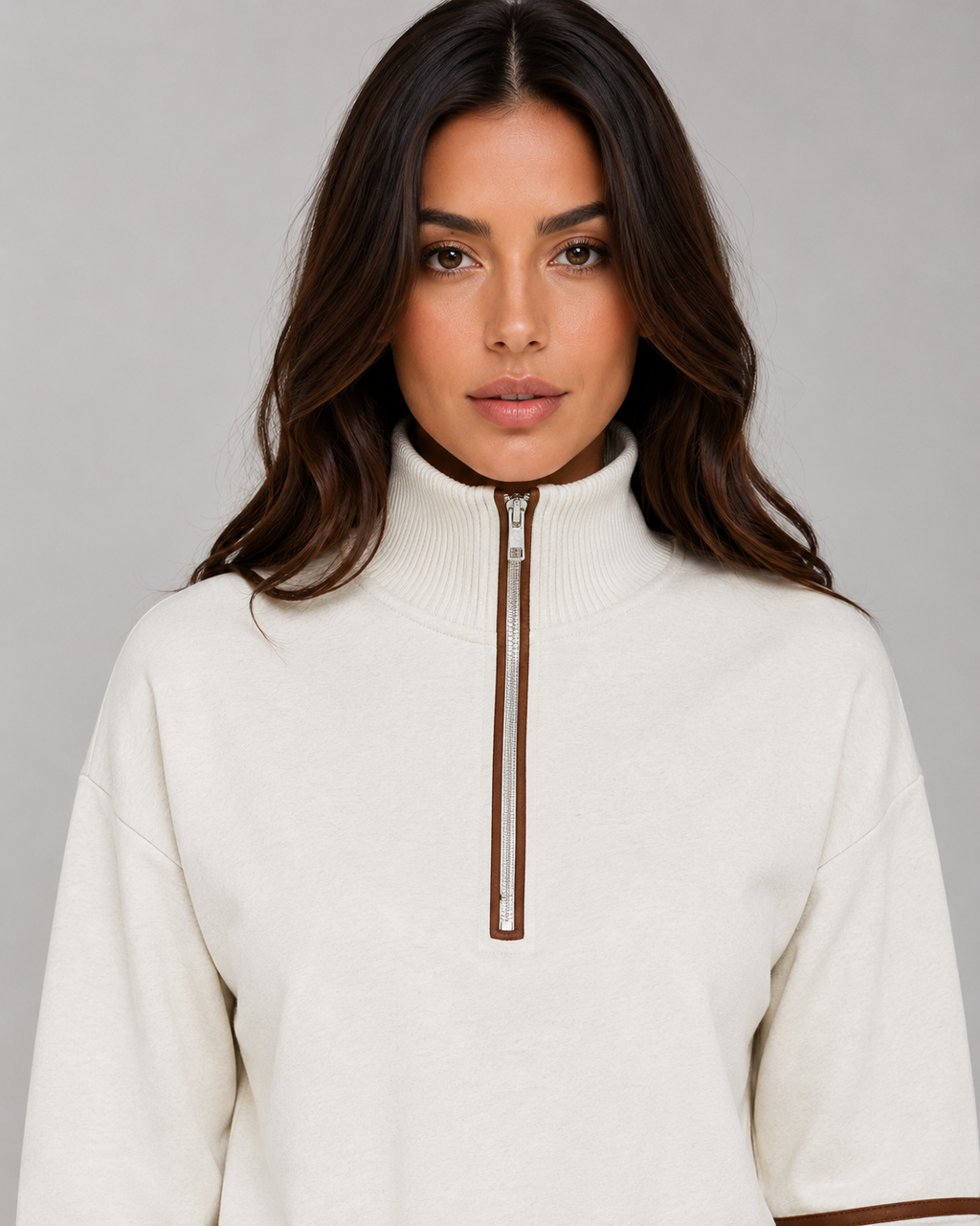 Women's Half-Zip  Lounge Set – Relaxed Two-Piece Wide Leg Tracksuit