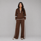 Women's Half-Zip  Lounge Set – Relaxed Two-Piece Wide Leg Tracksuit