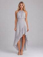 Women’s Halter Neck Ruffle Midi Dress – Flowing Silhouette