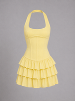 Women’s Halter Ruffle Mini Dress – Corset Fit Summer Style