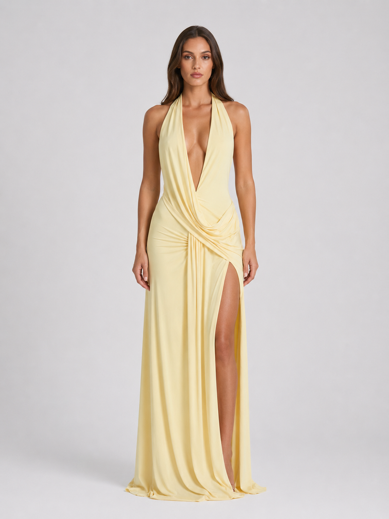 Women's Halterneck Maxi Dress – Backless Evening Gown – Montleigh