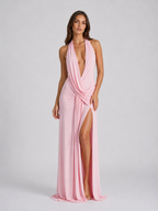 Women’s Halterneck Maxi Dress – Backless Evening Gown