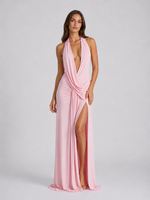 Women’s Halterneck Maxi Dress – Backless Evening Gown