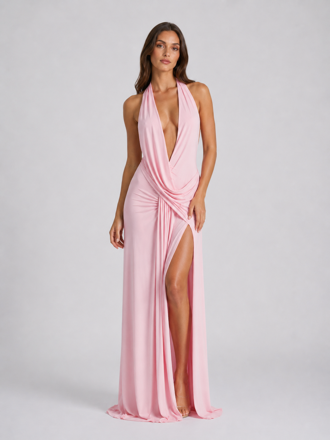 Women’s Halterneck Maxi Dress – Backless Evening Gown