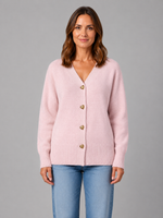 Women's Heart Button Cardigan – Soft Knit V-Neck Button-Up Style