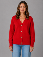 Women's Heart Button Cardigan – Soft Knit V-Neck Button-Up Style