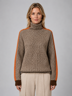 Women's Herringbone Turtleneck Jumper – Soft Knit High Neck Sweater