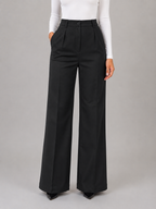 Women's High Waisted Tailored Trousers – Straight Leg Smart Work Pants