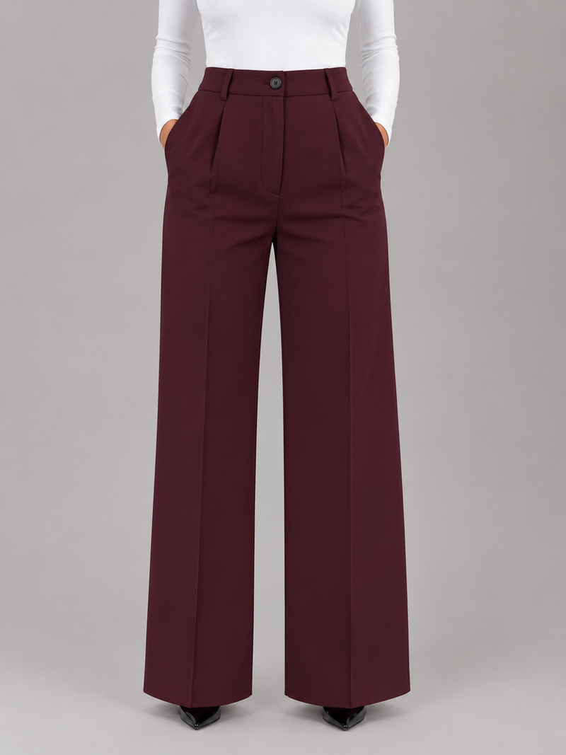 Women's High Waisted Tailored Trousers – Straight Leg Smart Work Pants