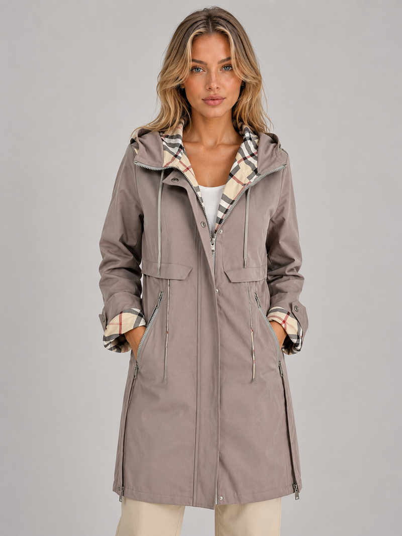 Women's Hooded Longline Parka Jacket – Zip Up Lightweight Coat