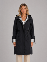 Women's Hooded Longline Parka Jacket – Zip Up Lightweight Coat