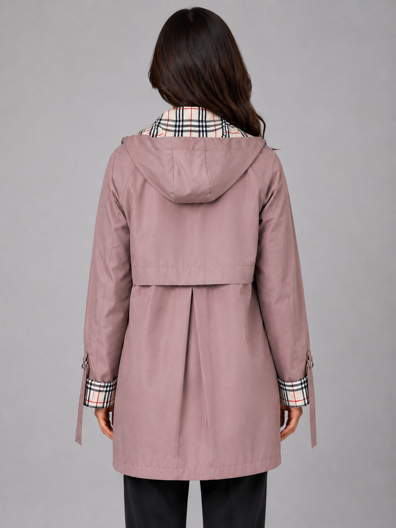 Women's Hooded Longline Rain Coat – Zip Up Lightweight Jacket