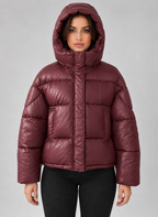 Women’s Hooded Puffer Jacket – Full Zip Padded Winter Coat