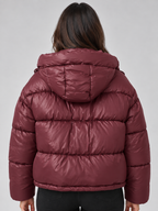 Women’s Hooded Puffer Jacket – Full Zip Padded Winter Coat