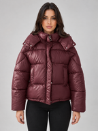 Women’s Hooded Puffer Jacket – Full Zip Padded Winter Coat