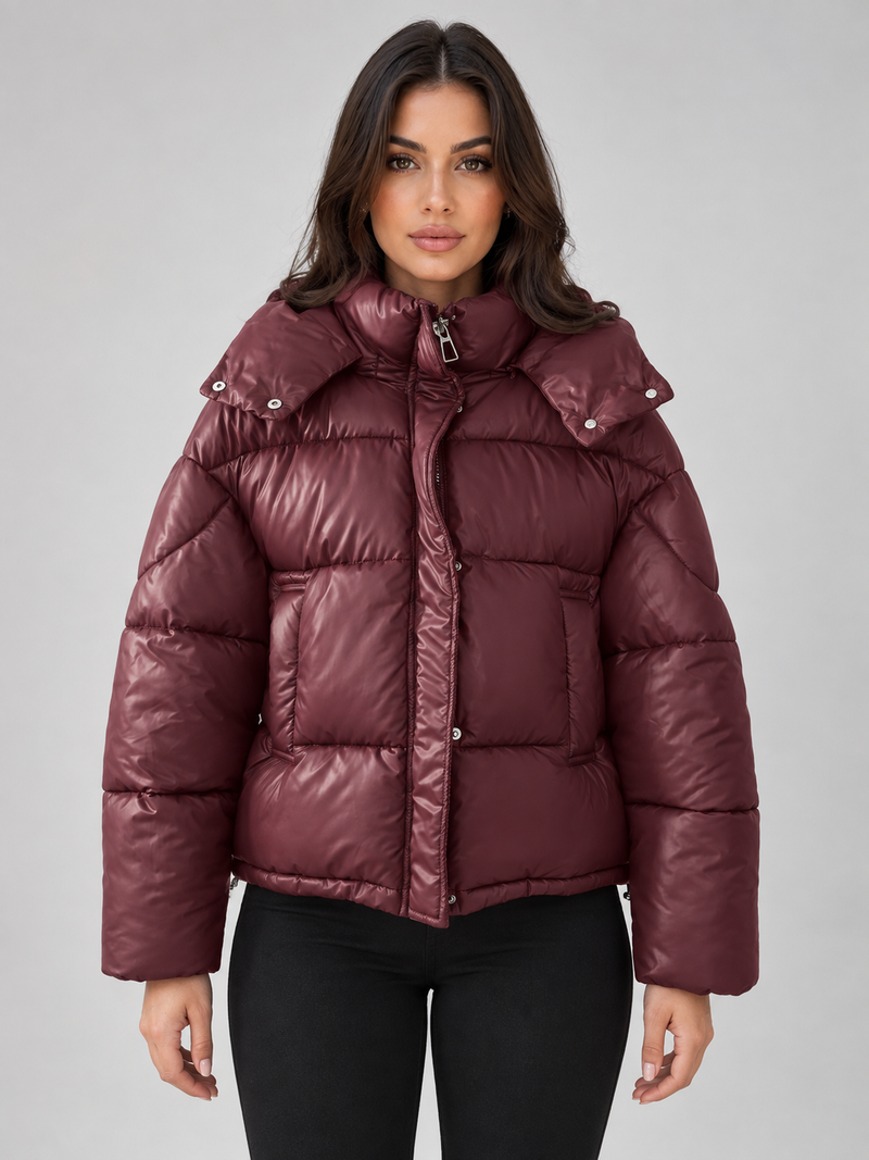 Women’s Hooded Puffer Jacket – Full Zip Padded Winter Coat