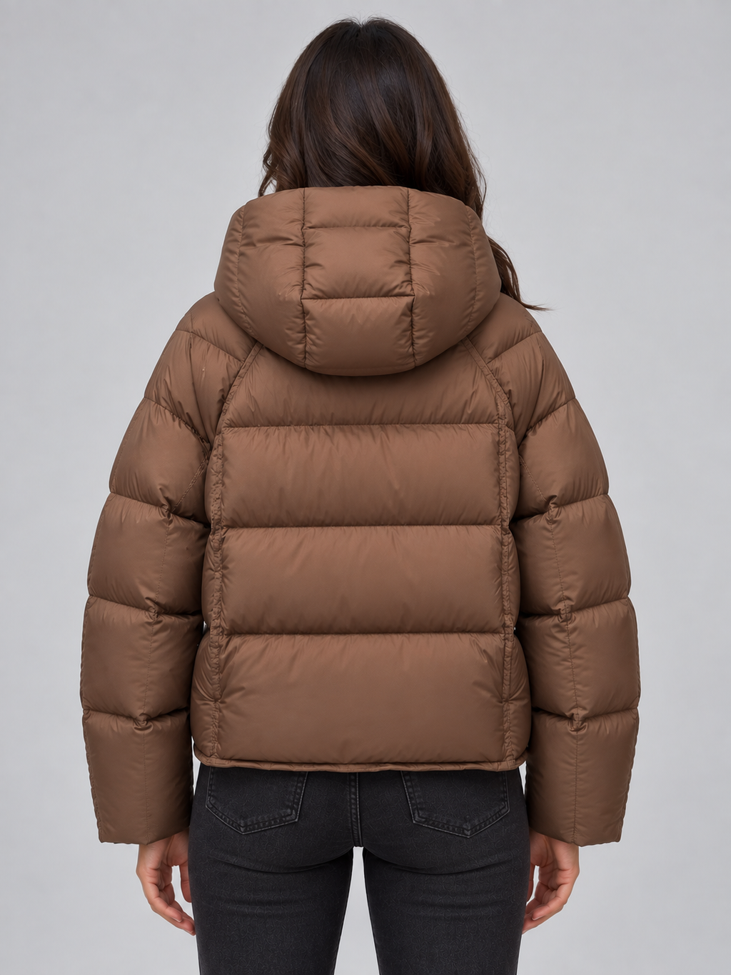 Women’s Hooded Puffer Jacket – High Neck Padded Winter Coat