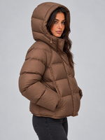 Women’s Hooded Puffer Jacket – High Neck Padded Winter Coat