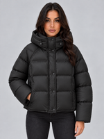 Women’s Hooded Puffer Jacket – High Neck Padded Winter Coat