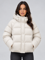 Women’s Hooded Puffer Jacket – High Neck Padded Winter Coat