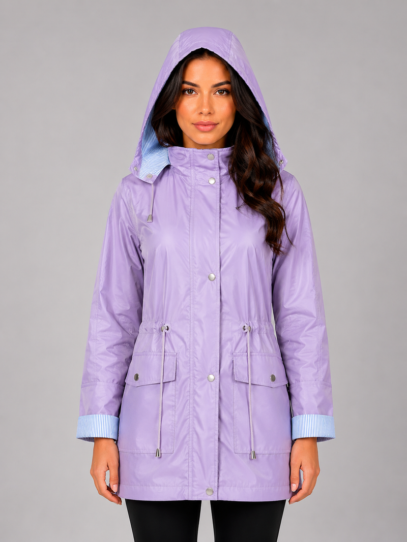 Women’s Hooded Rain Jacket – Water Resistant Lightweight Coat