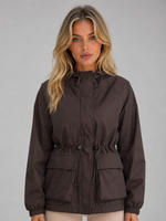 Women’s Hooded Rain Jacket – Water & Wind Resistant Drawstring Coat